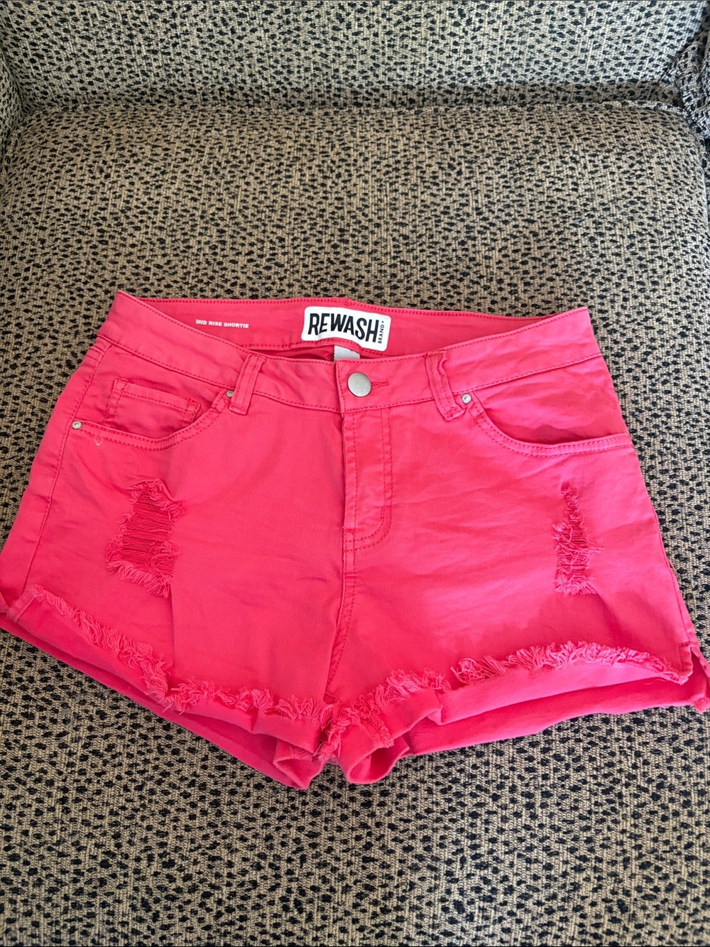 Rewash Bright Pink Distressed Denim Jean Shorts